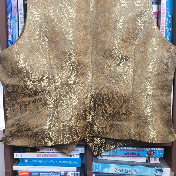 NWT Lauren Ralph Lauren Gold Paisley Metallic Brocade Vest Sz 14 - Picture 9 of 12